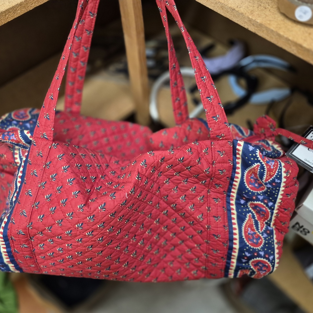 Red Quilted Paisley Duffle Bag